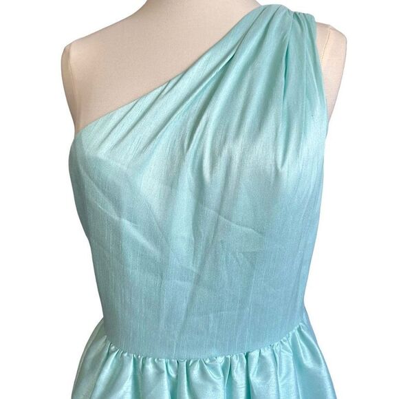 Alfred Sung One Shoulder Dupioni Belted Cocktail Dress Style D528 Sea Side - Picture 10 of 12